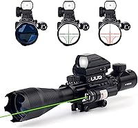 Vista 1 de UUQ 4-16x50 Alcance táctico de rifle rojo/verde iluminado buscador de retícula W/mira láser y vista de punto reflejo holográfico