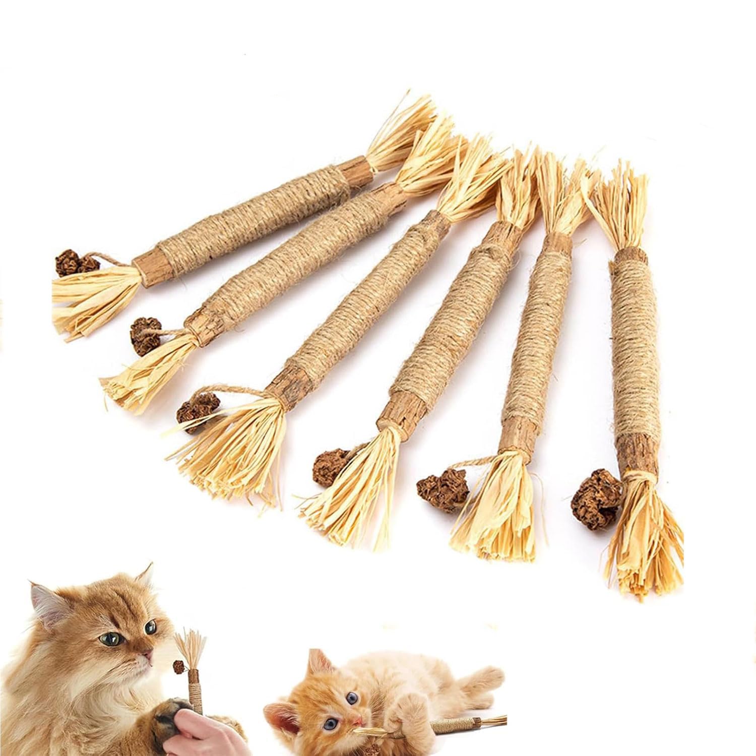 Puriq Natural Silvervine Dental Sticks, Silvervine Chew Sticks for Cats, Nylatails Silvervine Dental Stick, Matatabi Silvervine Chew Sticks, Natural Cat Teeth Nip Cleaning Catnip Toys for Cats (6PCS)
