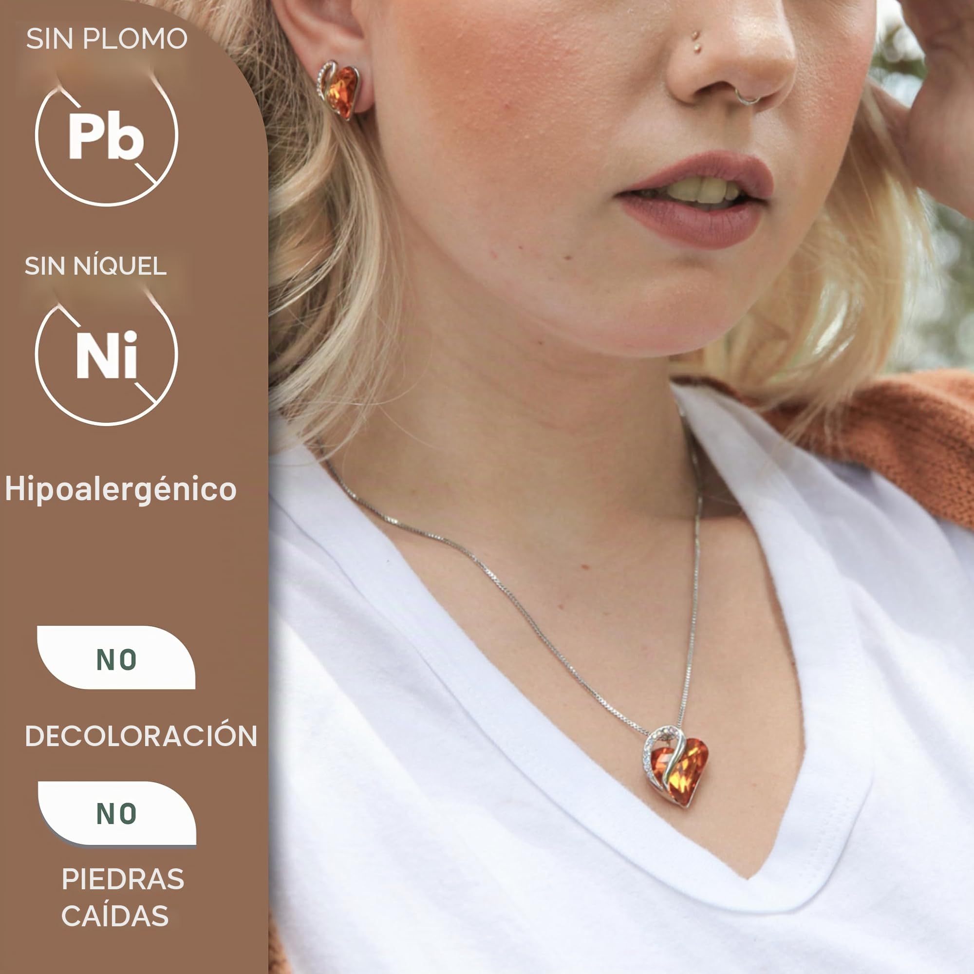 Leafael Collar de Mujer con Birthstone de Cristal | Collar Hipoalergénico con Caja de Regalo Incluida