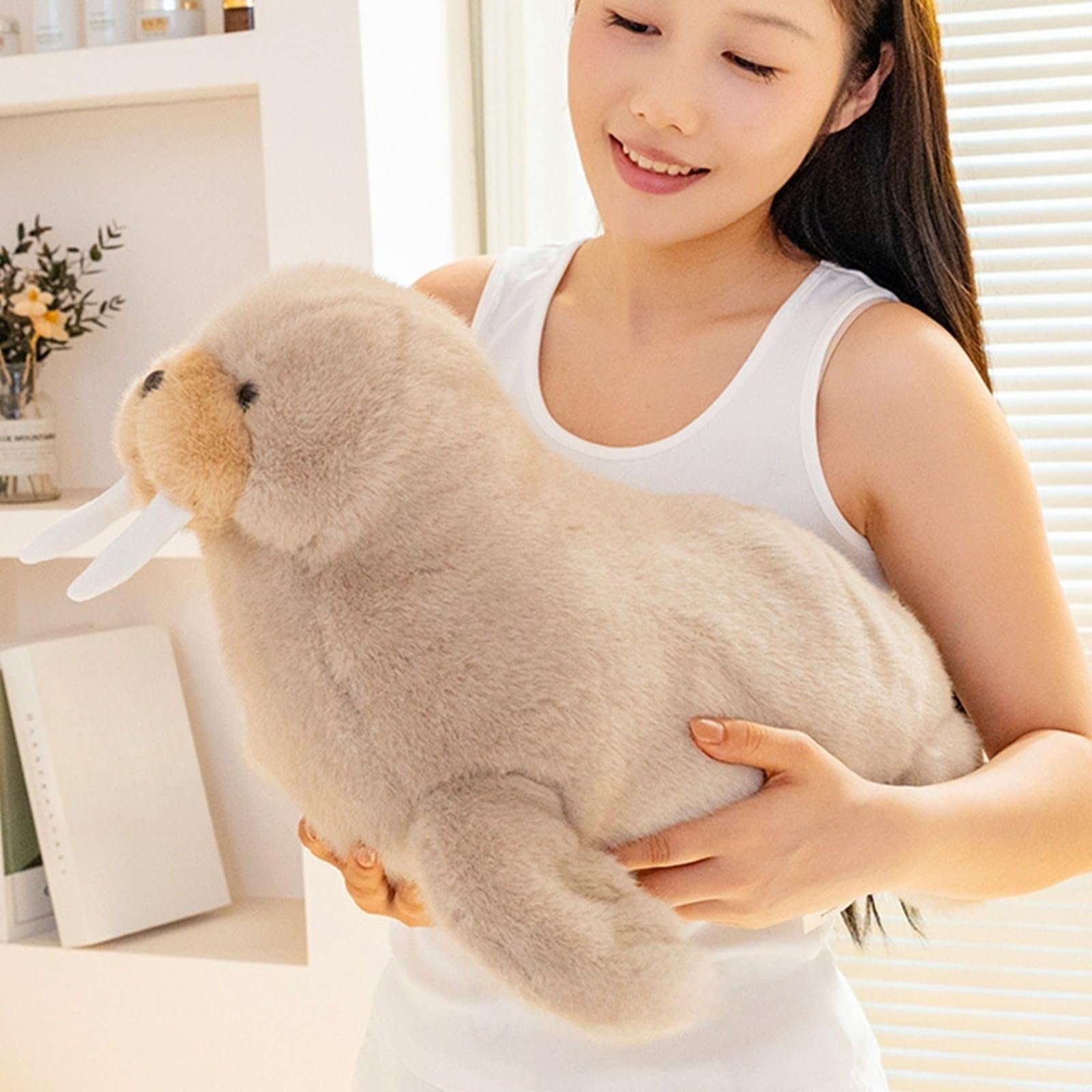 Walross plüschtier,Kuscheltier Robbe, Ozeane Plüschtier Puppe,Süße Plüsch Puppe Kissen,Walross Puppe für Jungen und Mädchen (70cm)