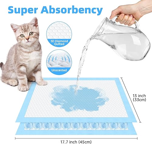 Miniatura 3 de 50 almohadillas desechables para arena para gatos de 17.7 x 13 pulgadas, para bandeja de arena para gatos, absorbentes rápidamente, 6 capas a prueba