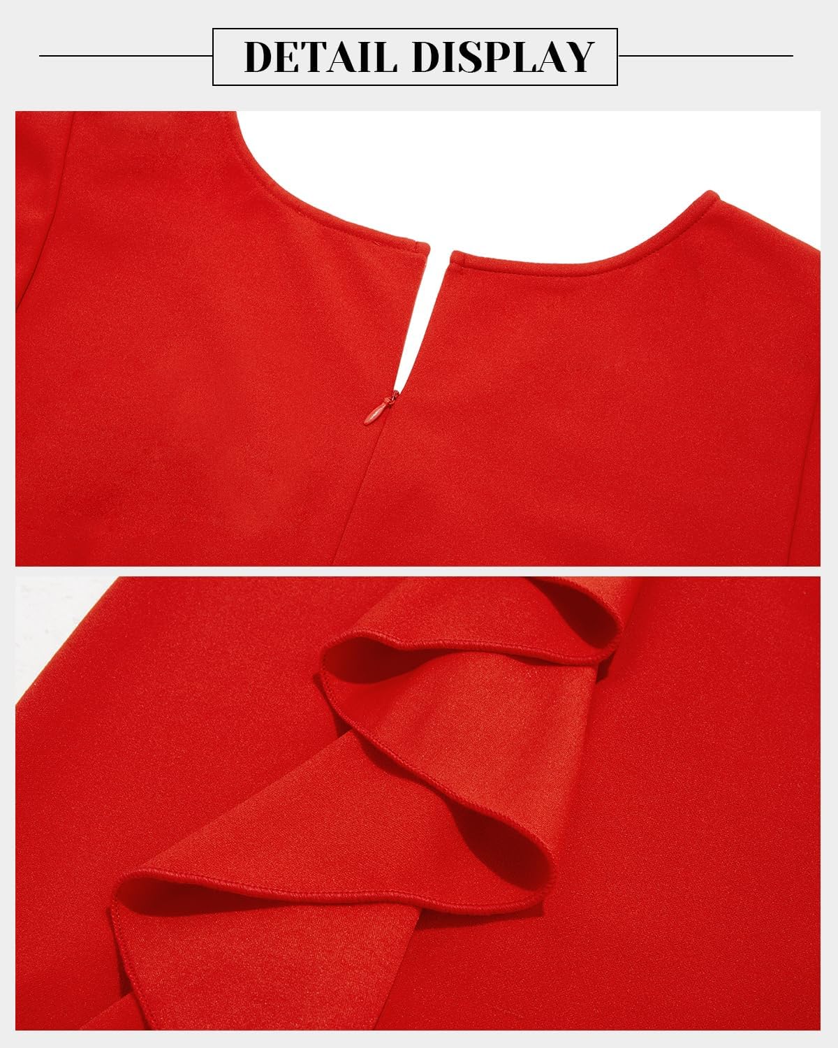 Plus Size Cocktail Dress - Wedding Guest Women Bodycon Vintage Ruffle Church Pencil Dress - Image 4