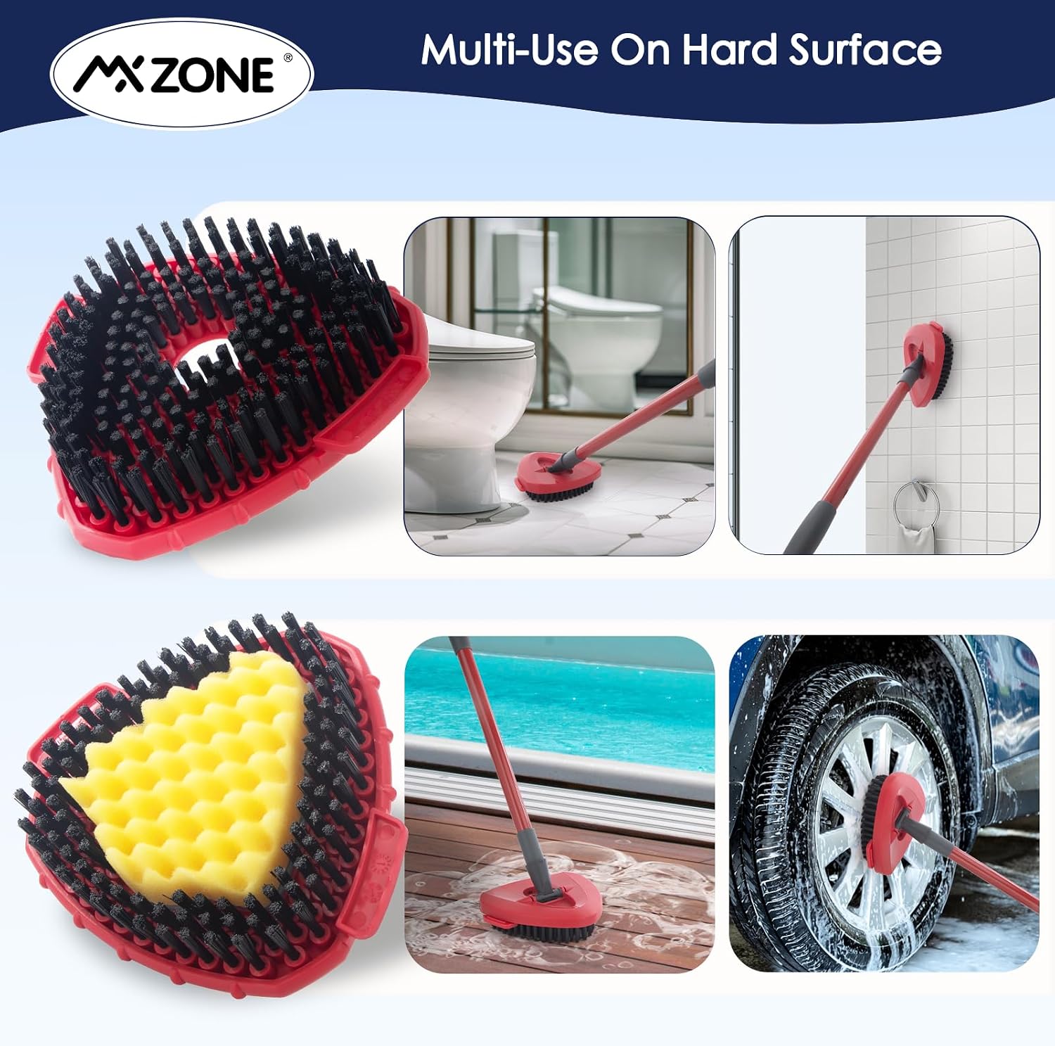 Scrubber Mop Head Replacement Compatible with O Cedar EasyWring 1 Tank System, Spin Mop Scrub Brush Head, Hard Bristle Cleaning Brush Attachment, Not Fit RinseClean, 2 Pack