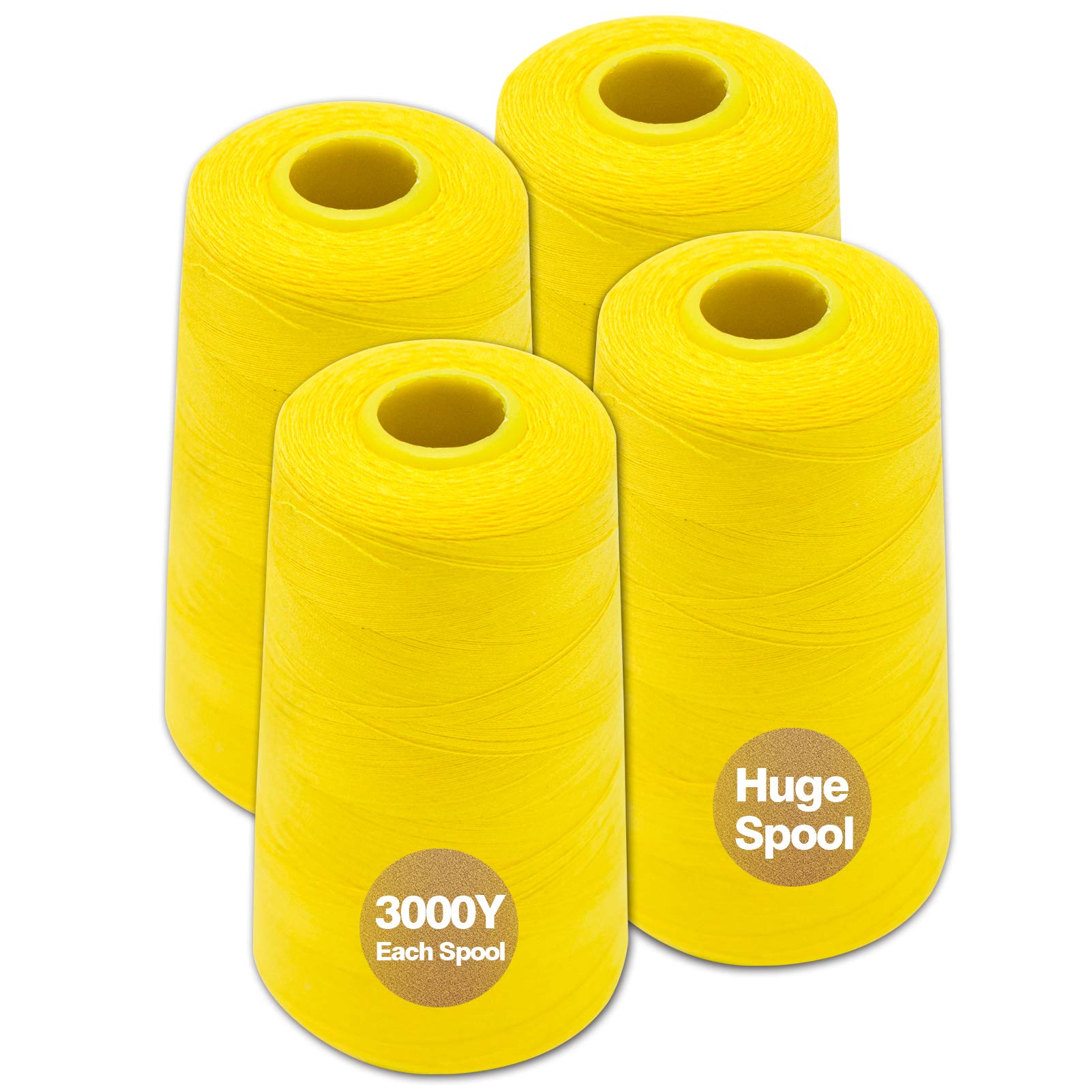 Stephen.Wu Serger Thread Cones 4 Pack of 3000 Yards Each Spool (Regular Size) Sewing Thread All-Purpose Polyester Thread for Sewing Machine Embroidery Machine 3000 Yards Each Spool