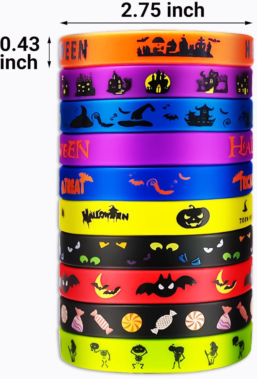 80 Pcs Halloween Silicone Bracelets - Trick or Treat Party Wristband - Gifts Prize for Party Decoration Accessories Goodie Bag Fillers Kids Supplies - Image 2
