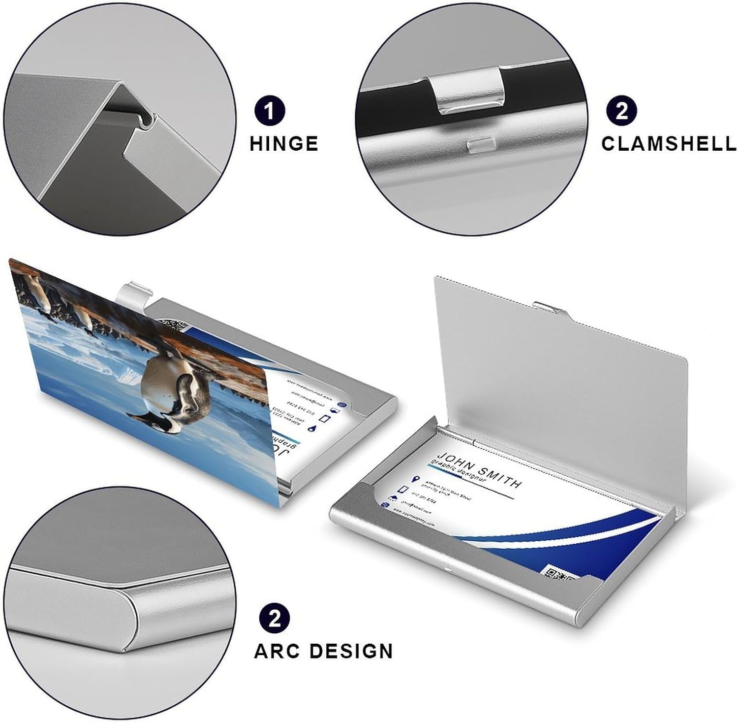 Penguin Print Business Card Holder Slim Business Card Case image 4