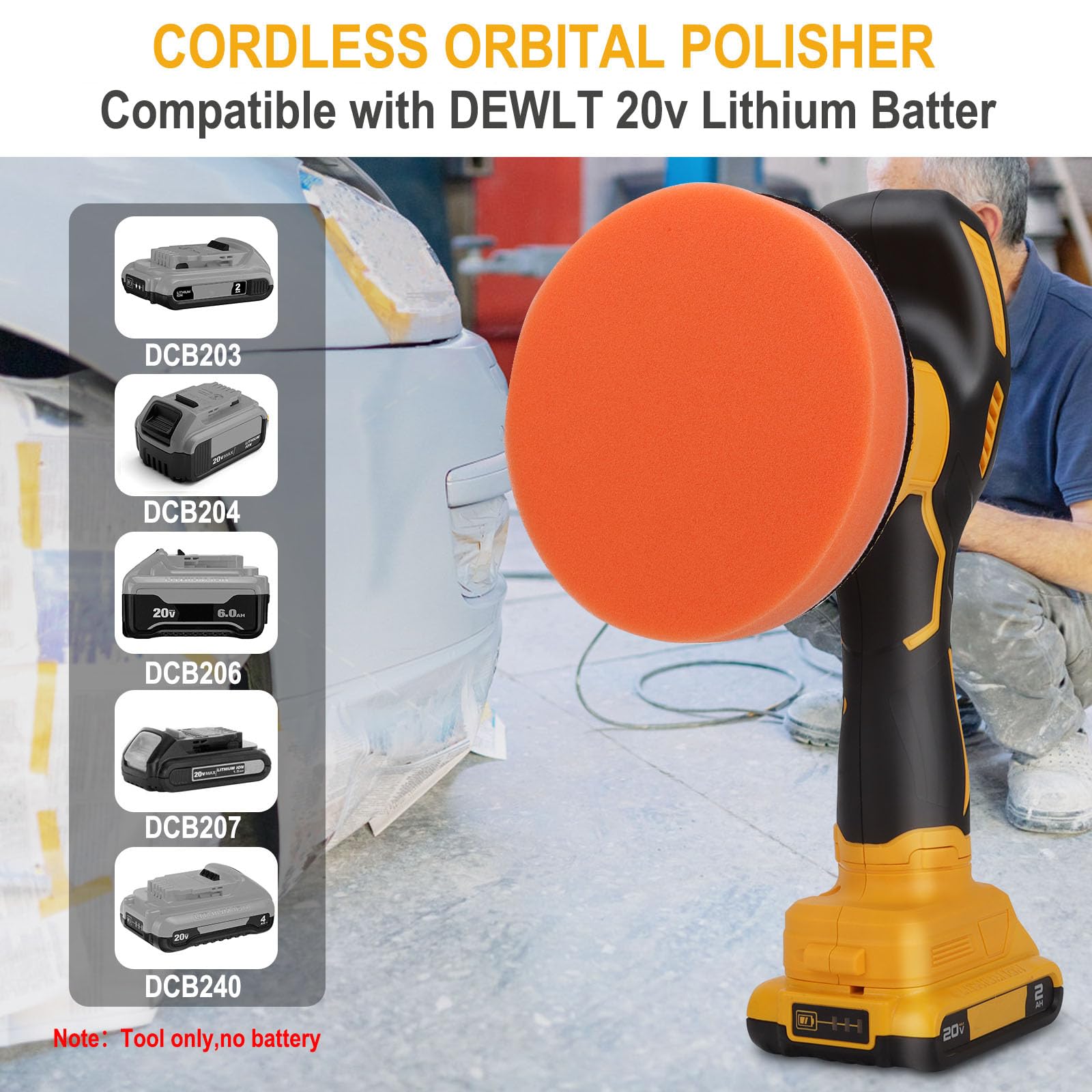 Kabelloser Autopuffer Polierer - Kompatibel Mit DEWALT 20V, 8 Geschwindigkeiten
