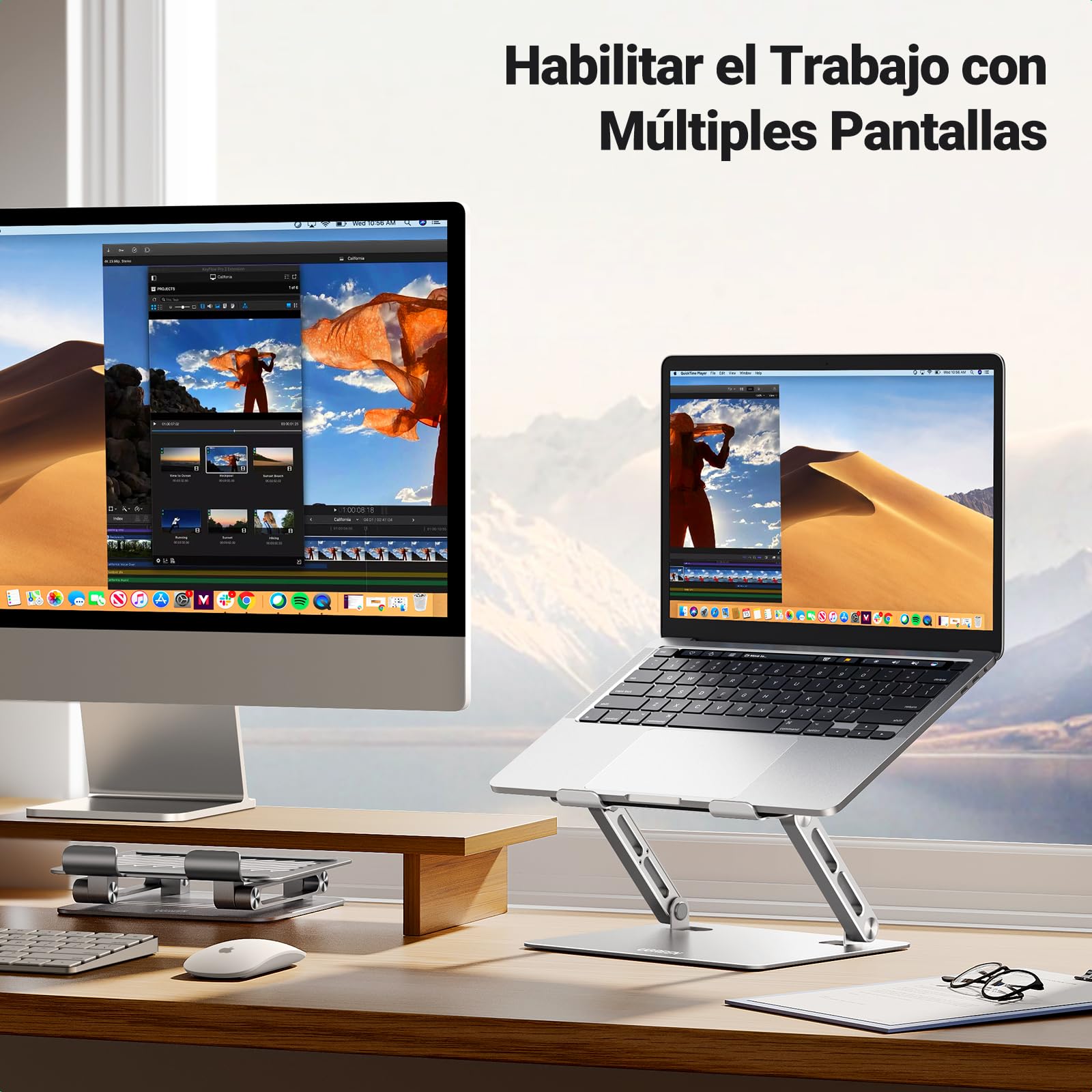 UGREEN Soporte Plegable y Ajustable para Computadora Portátil, Elevador Laptop Stand Ergonómico con Refrigeración Ventilada de 10 a 17 Pulgadas Compatible con MacBook Air Pro HP DELL Acer