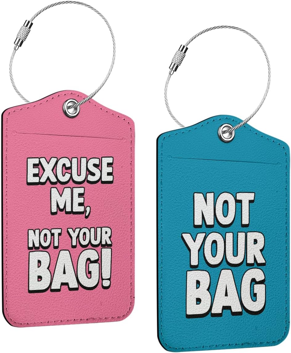 2 Pcs Funny Luggage Tag, Suitcase Tags with Privacy Flap and Metal Loop 2