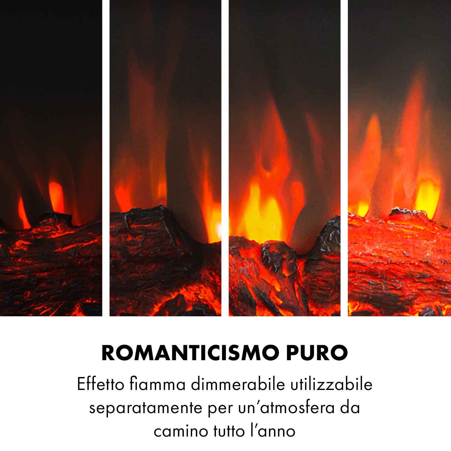 Klarstein Mauna Loa - Camino elettrico, riscaldamento a convezione, 1000/2000 W, fino a 40 m², termostato: 15-30 °C, illusione di fiamme, LED regolabile, telecomando, timer settimanale, bianco