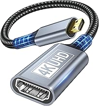 Micro HDMI to HDMI Adapter, 4K@60Hz Micro HDMI Male HDMI Female Adapter 3D Type D to A Compatible with Raspberry Pi 5/4, Camera A6300 A6400, HDR and ARC, ODROID, Hero