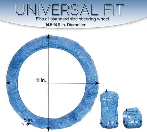 Miniatura 2 de ZONETECH Funda de piel de oveja esponjosa para freno de mano y palanca de cambios, de alta calidad, cálida felpa elástica en el vehículo, color