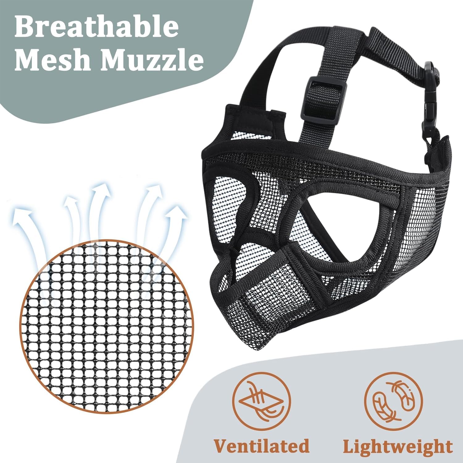 Mayerzon Museruola corta per cani bulldog francese con design completo per evitare di mordere, museruola morbida per cani in rete per Shih Tzu Pug Bulldog inglese per toelettatura a piedi, consente di