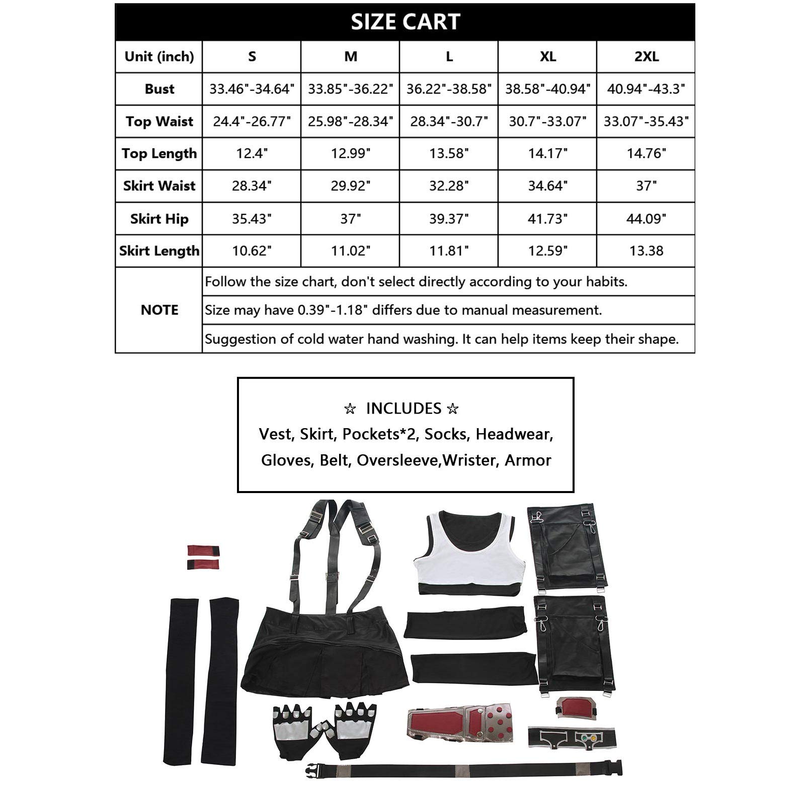 LTAKK Tifa Lockhart Cosplay Costume Final Fantasy Cosplay FF7 Remake Full Set Outfits Halloween