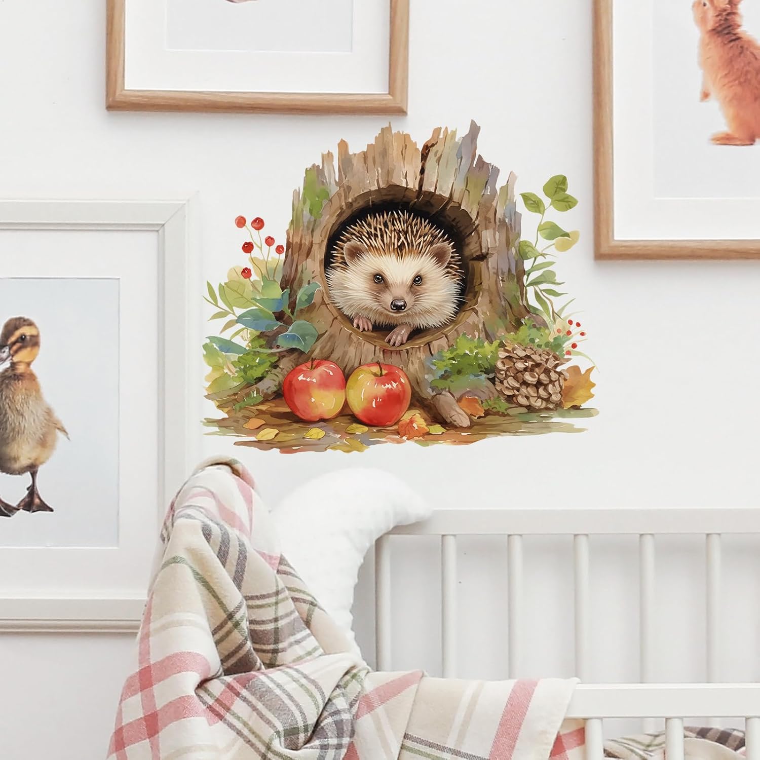 Cute Hedgehog in Tree Hole Wall Decal Nursery Animal Wall Sticker Removable Peel and Stick Wall Art Decor for Kid Baby Classroom Preschool Living Room Playroom Bedroom School - Image 3