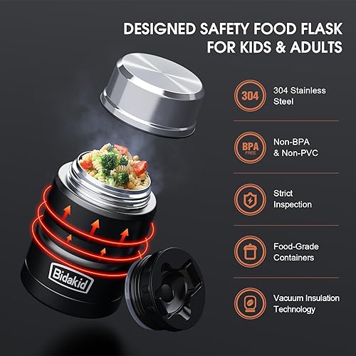 Miniatura 4 de Juego de tarros de alimentos aislados  Contenedores de acero inoxidable de 25.4 onzas y 17 onzas con cuchara plegable y bolsas de transporte  A