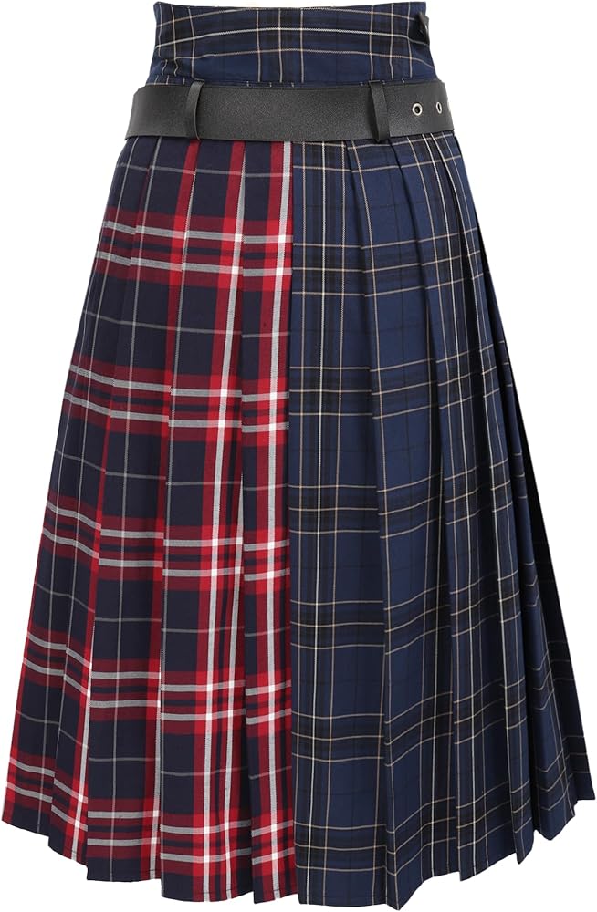 Amazon.com: DAZCOS Plaid Slit Thigh Midi Skirt for Women US Size  