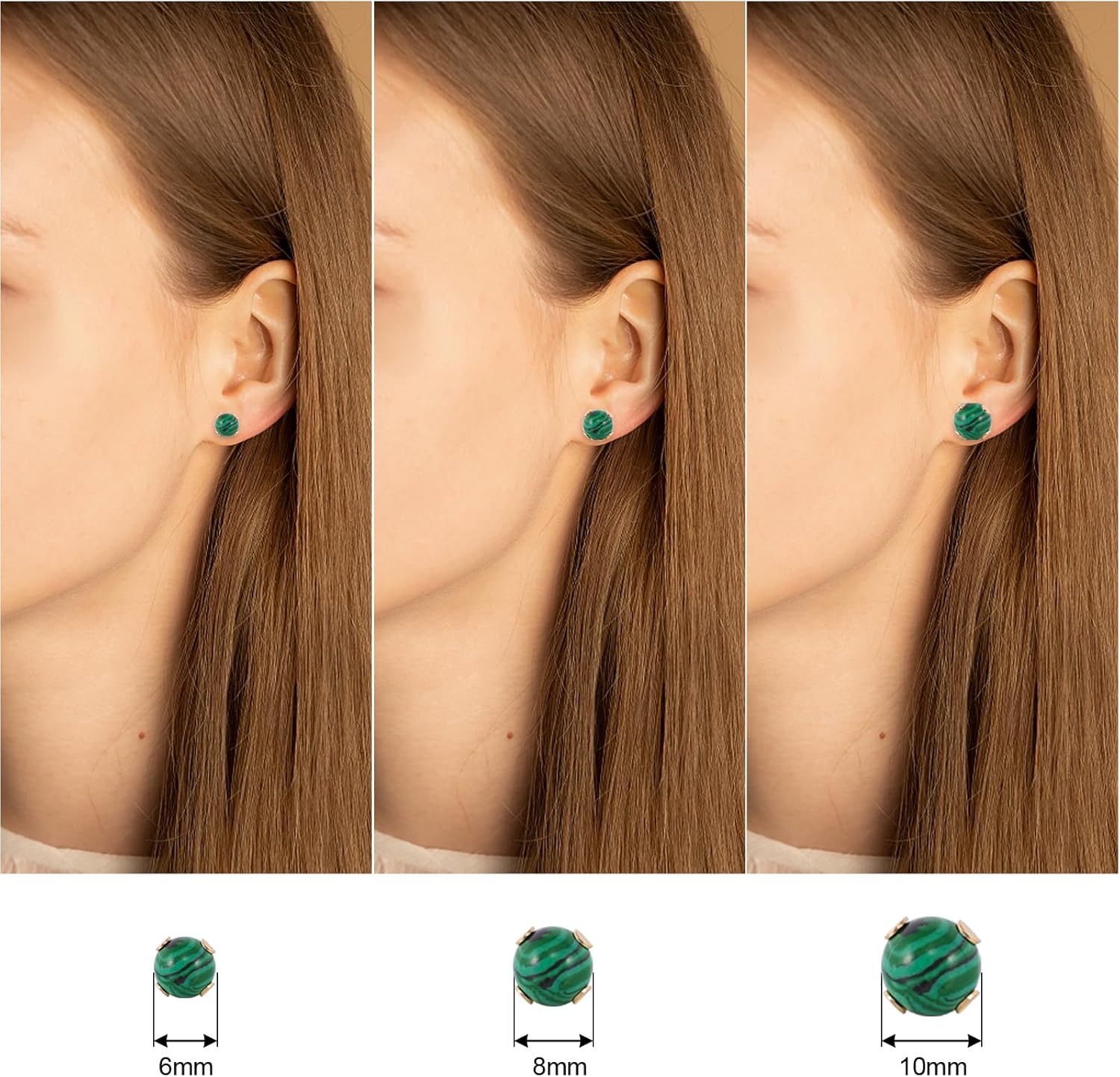 12 Pairs Multi Natural Gemstone Round Bead Ball Stud Earrings Stainless Steel Opal Tiger Eye Rose Quartz Onyx Stone Stud Earrings Set for Women - Image 5