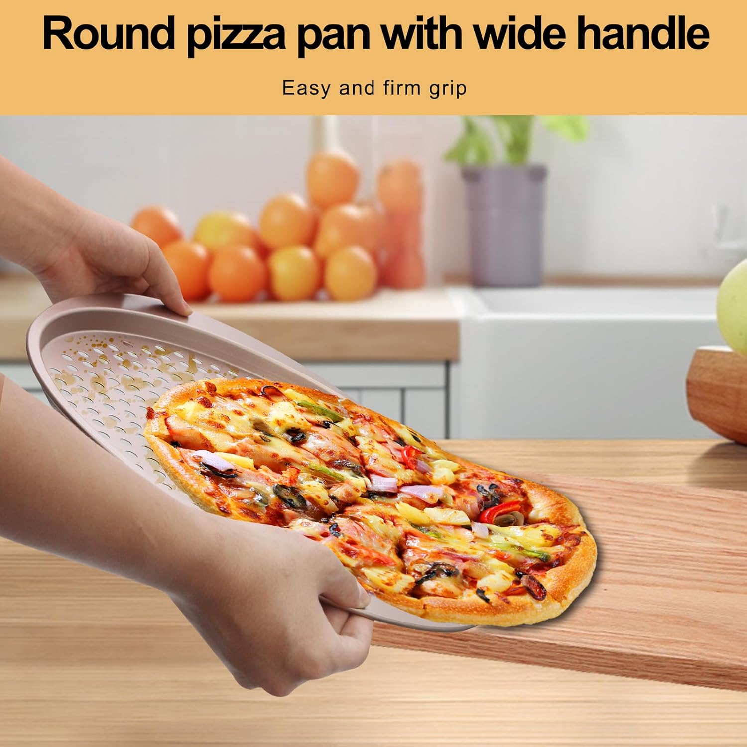 Gold Baking Pans Set Heavy Duty Round Perforated Pizza Pan 13 Inch, 8 Pieces Non Stick Baking Pan Set for Toaster Oven Christmas Baking Set for Kitchen