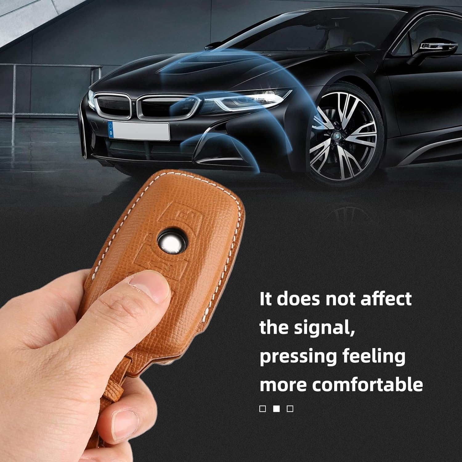 for BMW Genuine Leather Key Fob Cover with Keychain Shell for BMW 1 3 4 5 6 7Series X3 X4 X5 X6 M5 M6 3GT 5GT-Brown