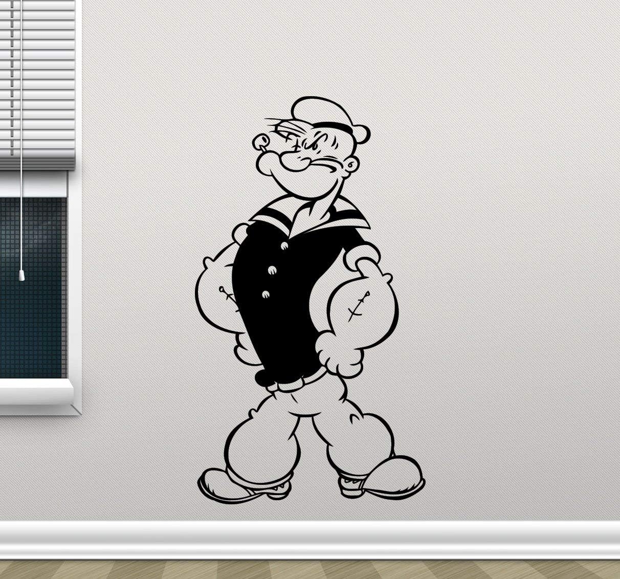 Popeye Wall Decal Popeye The Sailor Vinyl Sticker Cartoon Wall Art Sea Nautical Design Housewares Kids Room Bedroom Decor Removable Wall Mural 74zzz