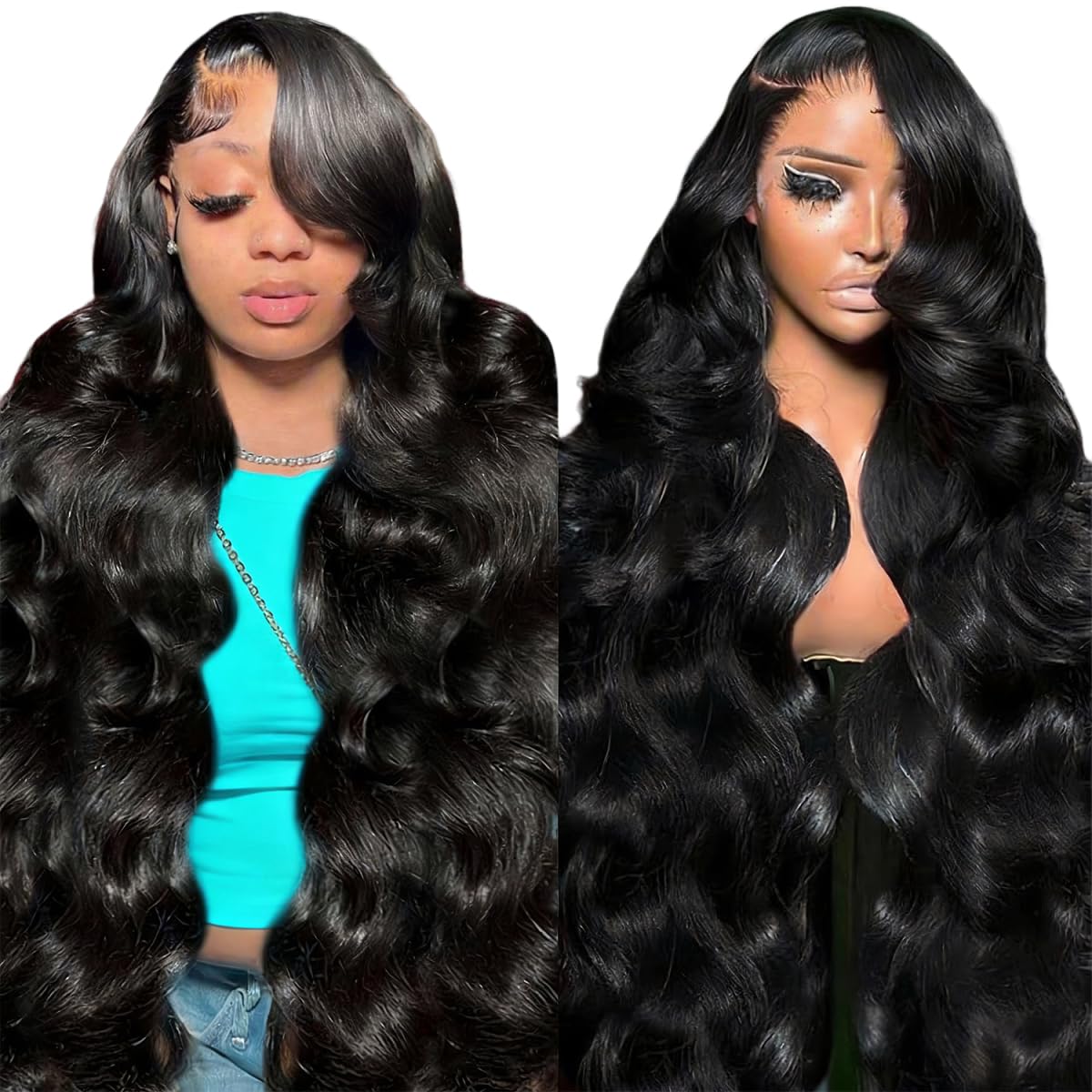 30 Inch Body Wave Lace Front Wigs Human Hair Pre Plucked 13x6 Lace Front Wig Human Hair 200% Density Body Wave Human Hair Wig 12A Body Wave Wig for Women Natural Black