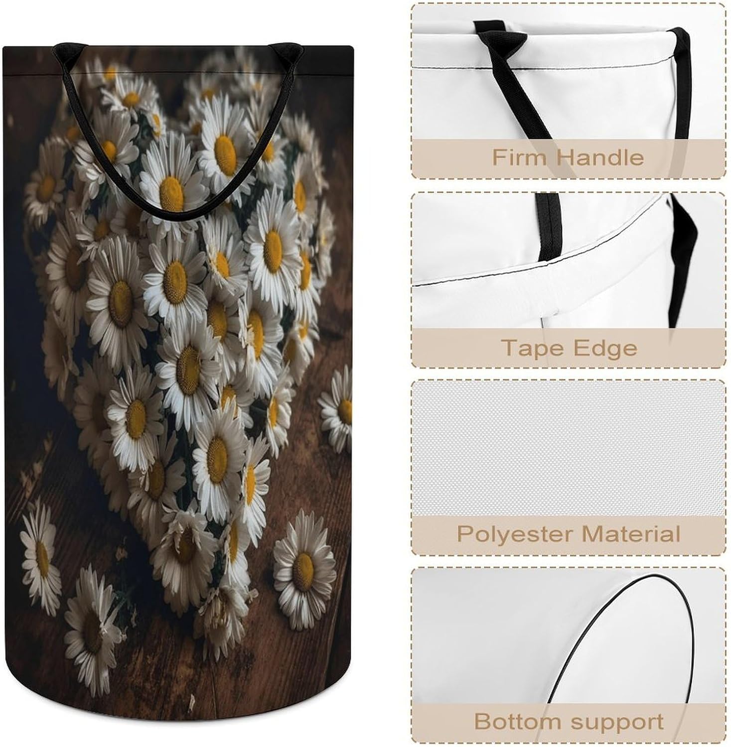 Many Daisy Flowers Laundry Hamper Large Collapsible Laundry Basket with Handles Waterproof Clothes Hamper Portable Dirty Clothes Basket for Bedroom Laundry Room Closet Bathroom