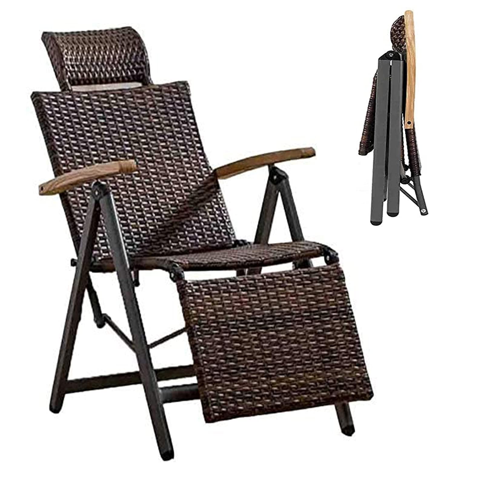 Buy Rattan Reclining Chair Folding Outdoor Indoor Sun Lounger Wicker