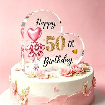 50th Happy birthday cake topper Acrylic 50th Birthday Decoration for Men or Women Party