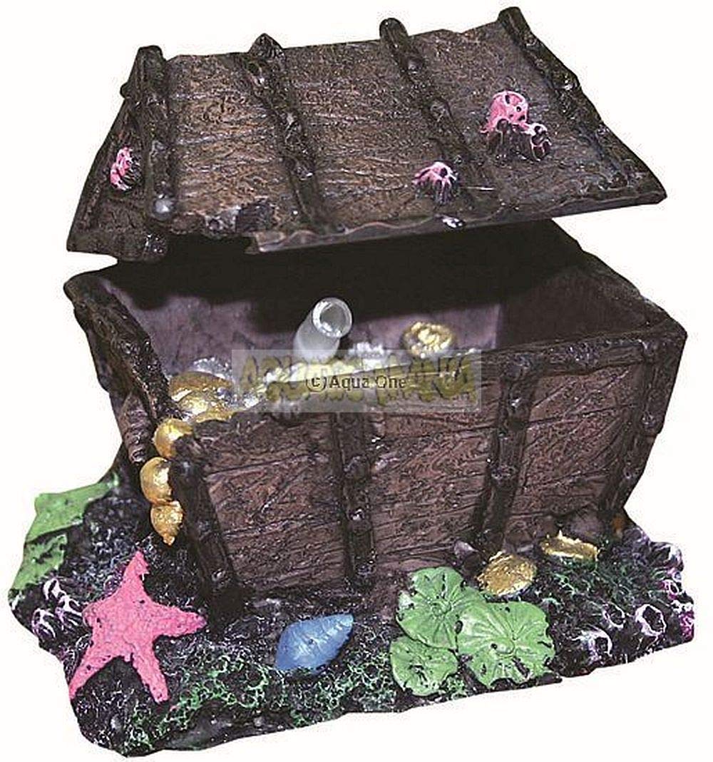 Aqua OneAir Operated Treasure Chest On Rock 11x8.5x8.5cm 36067