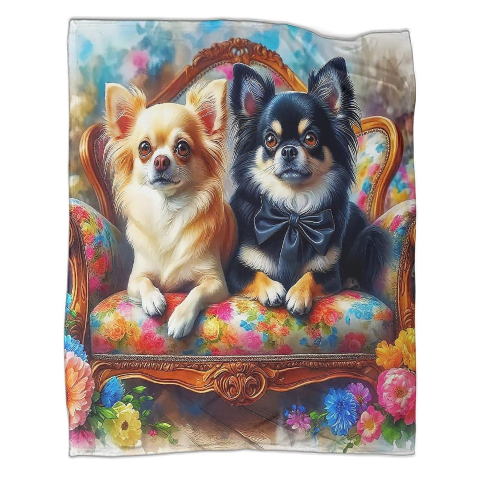 Couverture Chihuahua 3D en flanelle pour soirées cocooning en famille