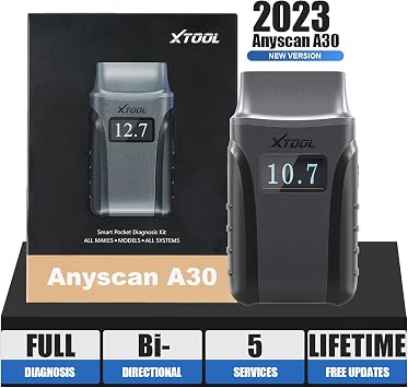 XTOOL Anyscan A30 OBD2 Scanner Wireless Bi-Directional Scan Tool with Free Updates All System Diagnostic Tool for iPhone & Android 8 Services Oil/EPB/SAS/BMS/TPMS Reset,Throttle,ABS Bleed