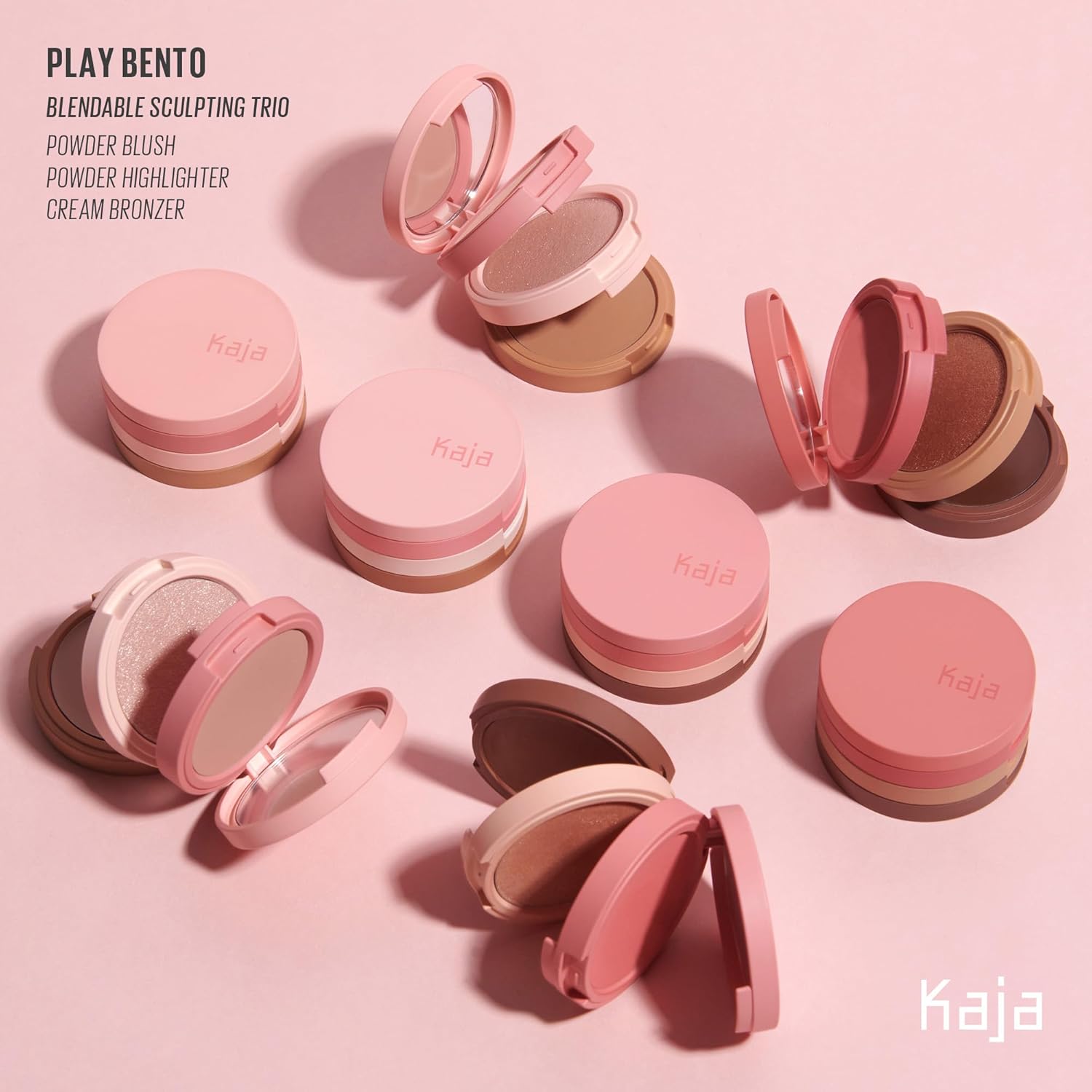 KAJA 3 Colors Palette - Play Bento_Butter Up | Powder Blusher, Highlighter, Cream Bronzer, Creamy Application, with Mango Seed Butter, Powdery Finish, Easy Finger Application, Lightweight Formula