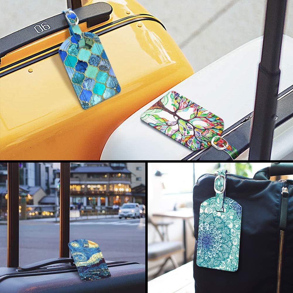 FINTIE 2 Pack Luggage Tags, Leather Name ID Labels with Privacy Cover for Travel Bag Suitcase, Theme - Cool Jade - Image 7