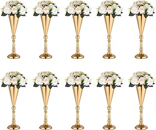 10 Pcs Gold Vase Wedding Centerpieces for Tables Centerpiece Table Decorations Metal Tall Artificial Flower Vases for Wedding Reception Party Birthday Event Home Decor