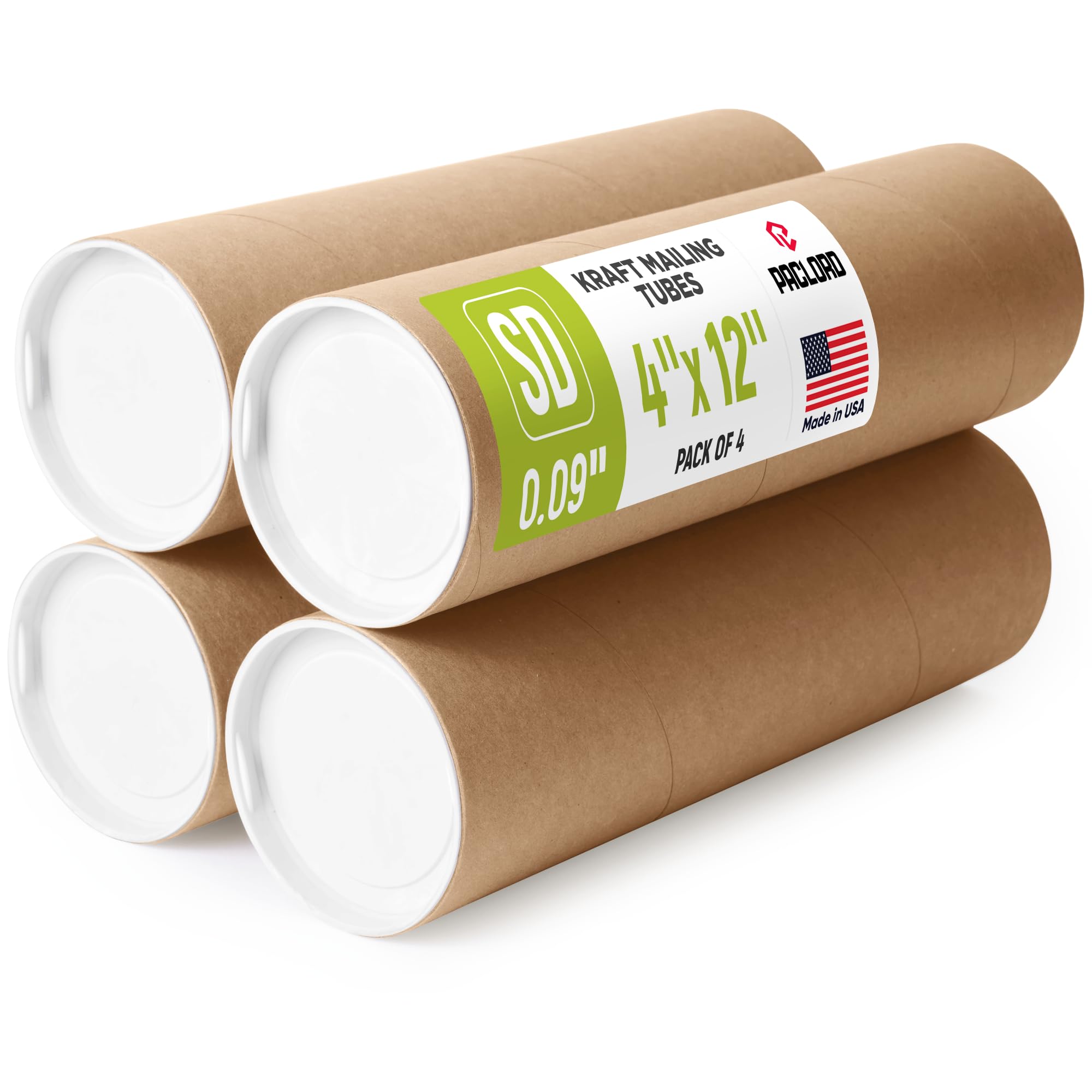 Tube d'expédition en papier kraft renforcé 10x30 cm lot de 4 avec bouchons