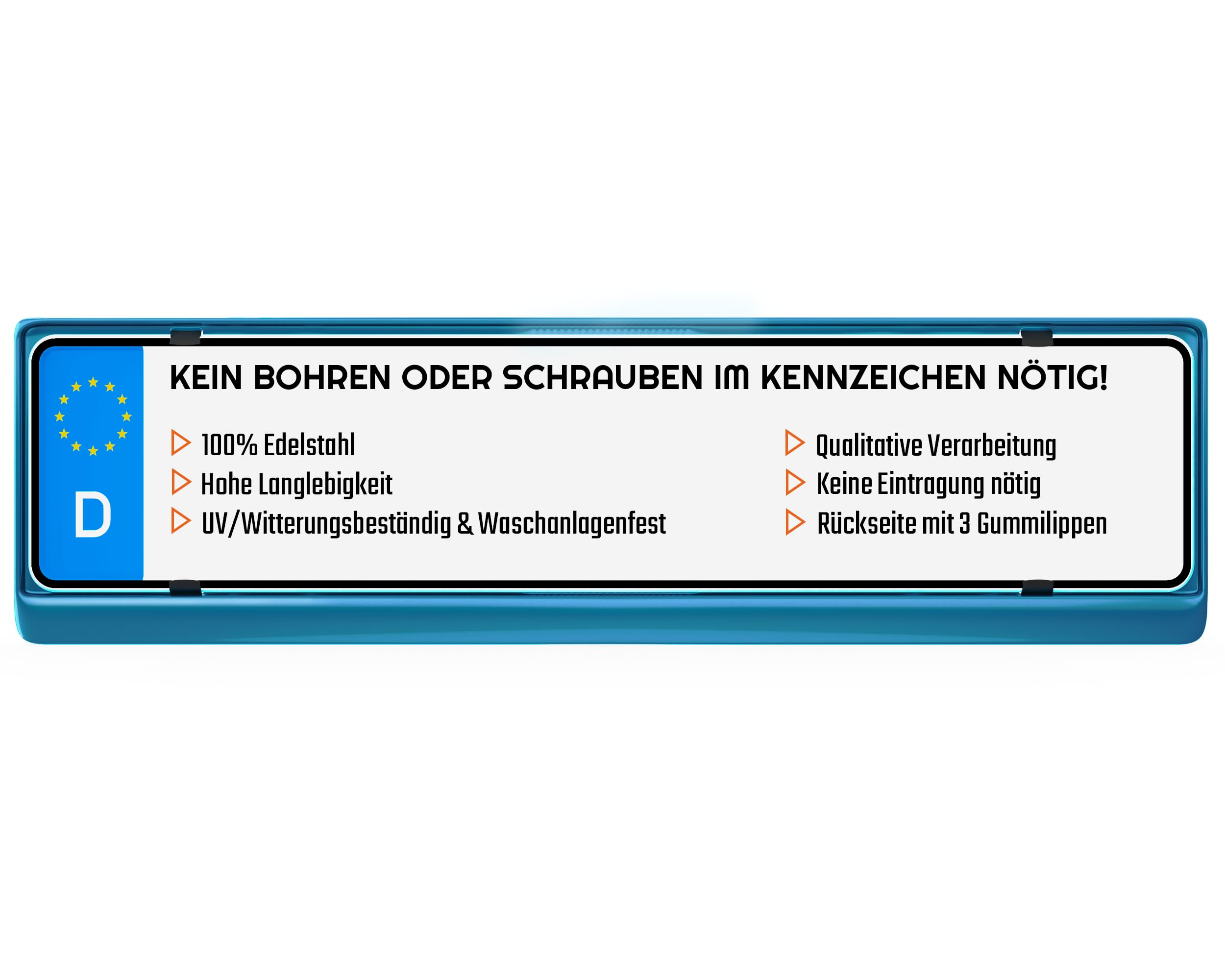 L & P Car Design 2 x Kennzeichenhalter in Edelstahl poliert - 100% Edelstahl -auch passend für gebogenen Stosstangen- INOX C.4580 (Chrom