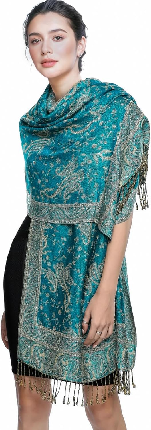 Paisley Pashmina Shawl Wraps for Women Evening Dresses Elegant Soft Rave Scarf Festival Lightweight Scarves Shawls - Image 3
