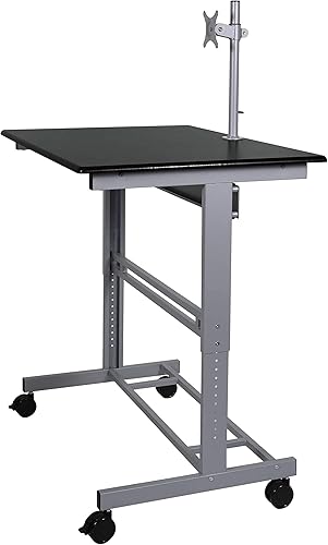 Miniatura 7 de Escritorio de pie con altura ajustable móvil con soporte para monitor Negro 48