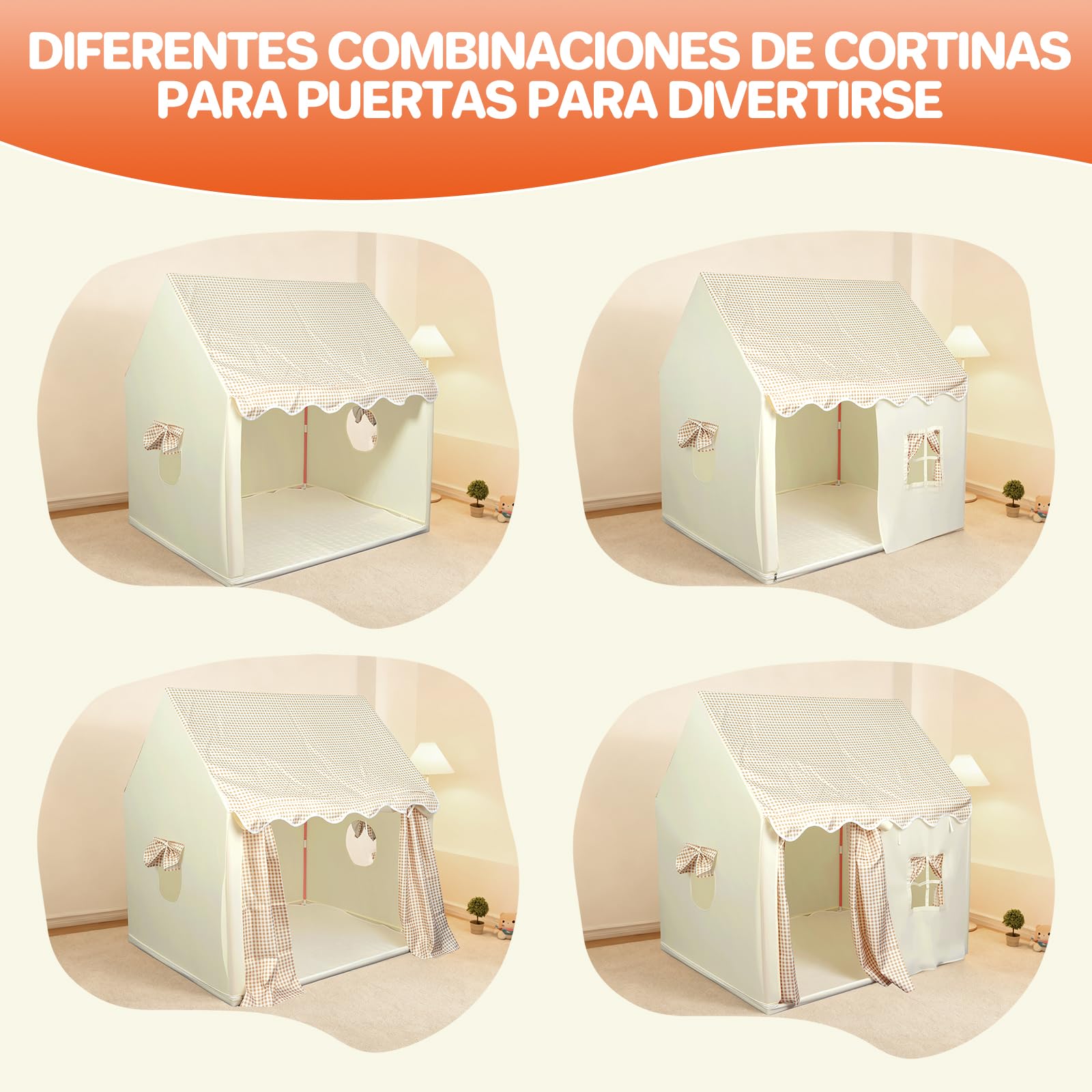 FUNYKICH Tienda de campaña para niñas con Alfombra 120x100x130cm 3-8 años | Casita Infantil con luz cálida, Estructura Metálica, Montaje rápido, Regalo para Navidad Cumpleaños,Leer Dormir Jugar Camping