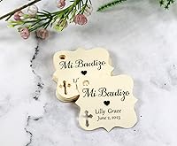 Vista 39 de Mi Bautizo - Etiquetas pequeñas personalizadas con cruz (juego de 20) (blanco)