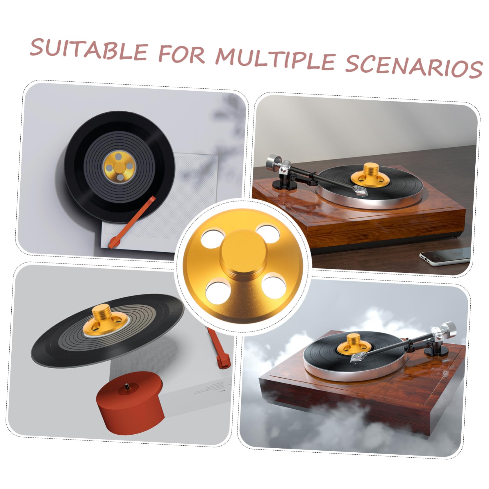 Peso de Vinilo Dorado de Aleación de Aluminio para Tocadiscos | Minimiza Vibraciones, Resistencia Superior a Impactos, Acabado Elegante en Dorado
