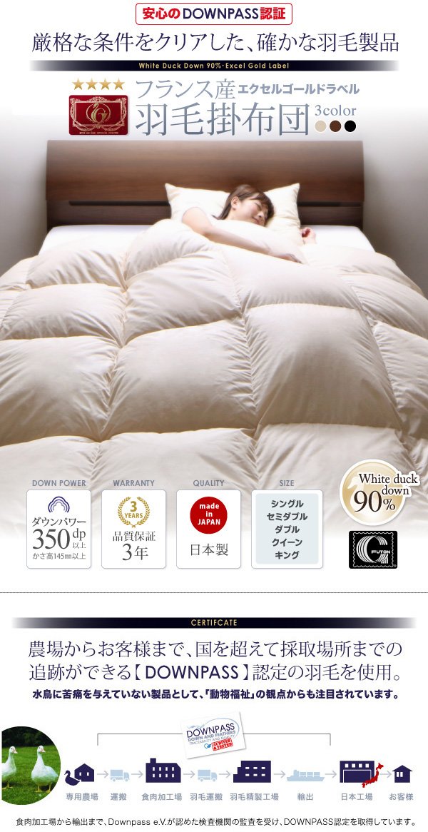 Amazon｜【DOWNPASS認証】フランス産ホワイトダックダウン エクセル
