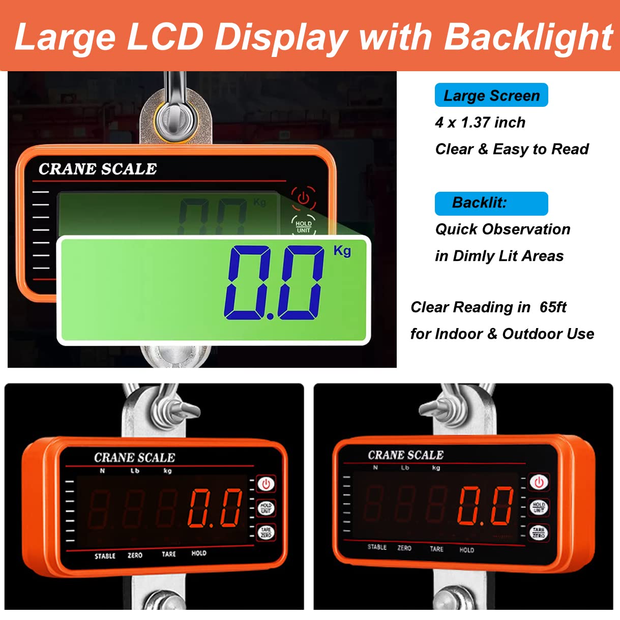 Digital Crane Scale with Remote Control,2200lb/1000kg Industrial Weight Scale,Heavy Duty Hanging Scales for Farms Hunting Livestock Bow Draw Weight,Heavy Duty Crane Scale