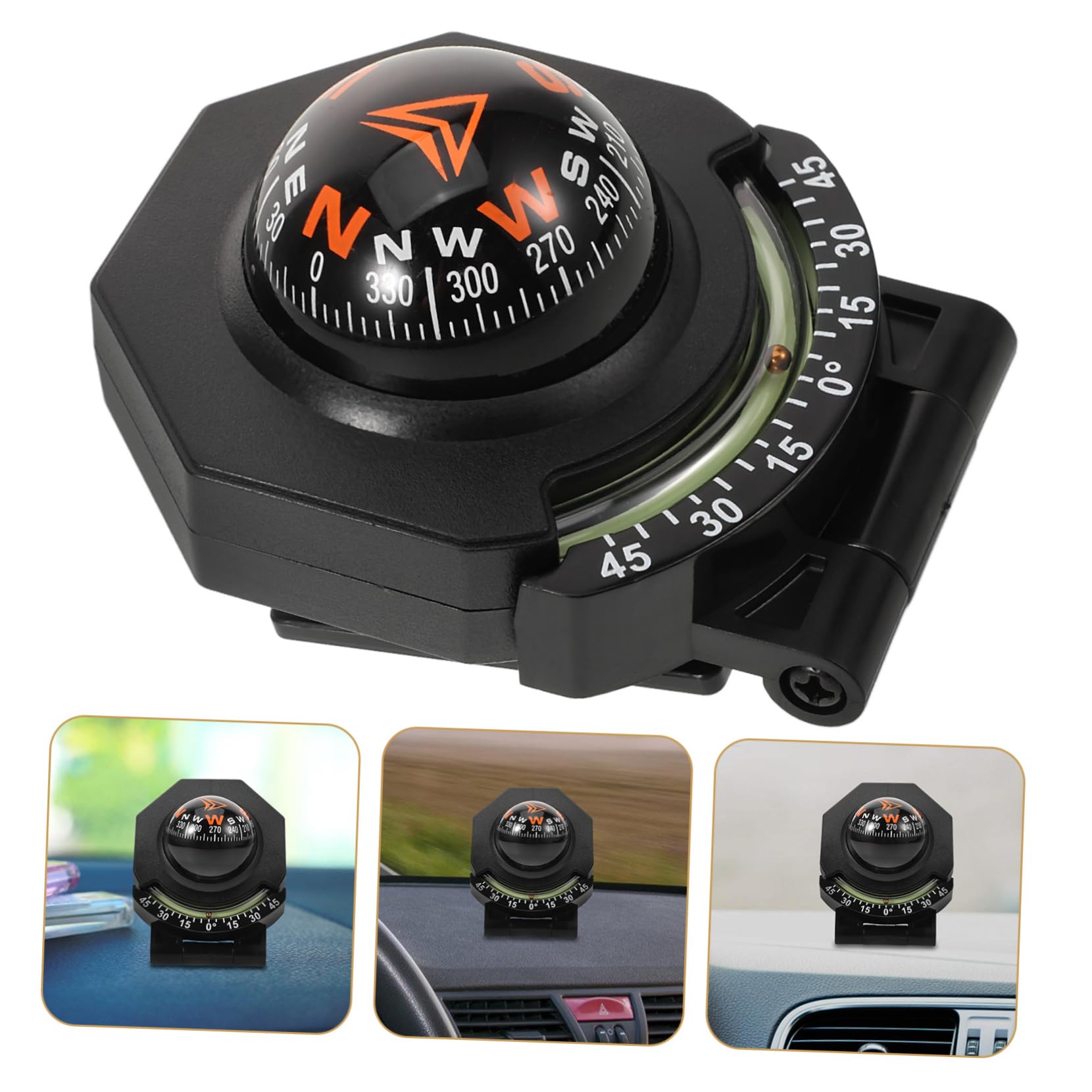 OUNONA Lot De 4 Accessoires pour Tableau De Bord De Voiture Boussole Multifonction Inclinomètre Boussole pour Bateau Taille Compacte Facile À Transporter Et À
