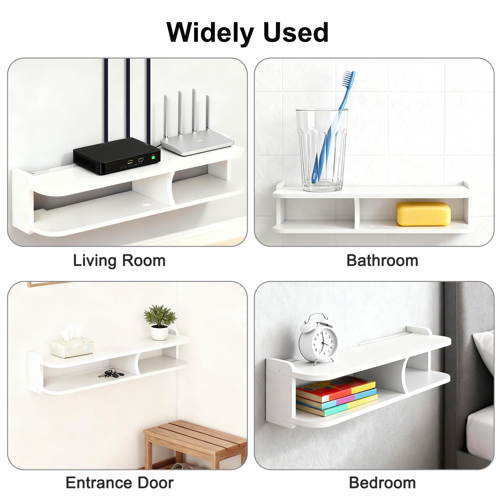 DAZZLEEX - Caja de almacenamiento para router WiFi, 50 cm, sin perforación, para sala de estar, TV, decodificador, reproductor de DVD