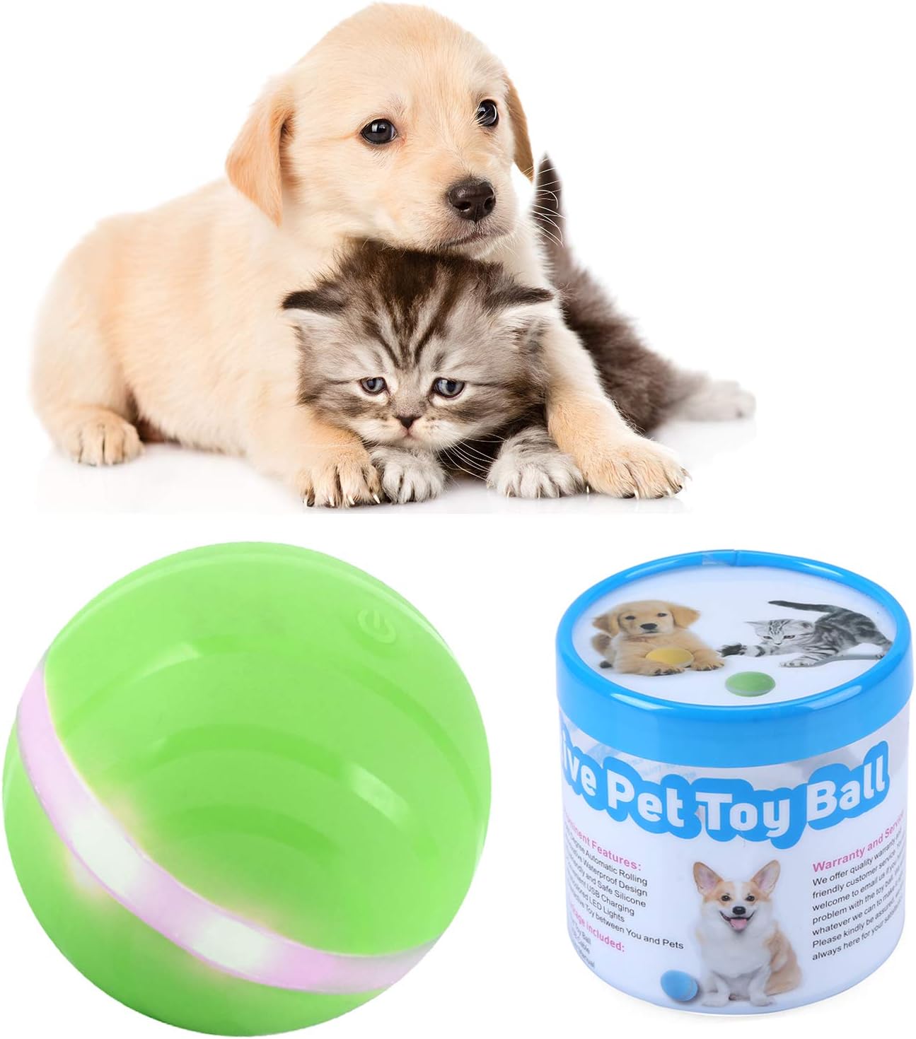 Pet Supplies IMYMAX Cats and Dogs Toys Wicked Balls with USB Rechargeable RGB LED Lights