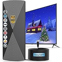 Oyned 2025 Indoor TV Antenna - 1200+ Mile Long Range with Amplifier Booster, 4K 8K 33ft Cable for Smart & Old TVs