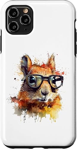 Ilustración de ardilla para iPhone 11 Pro Max  Estuche de ardilla colorida con gafas de animales