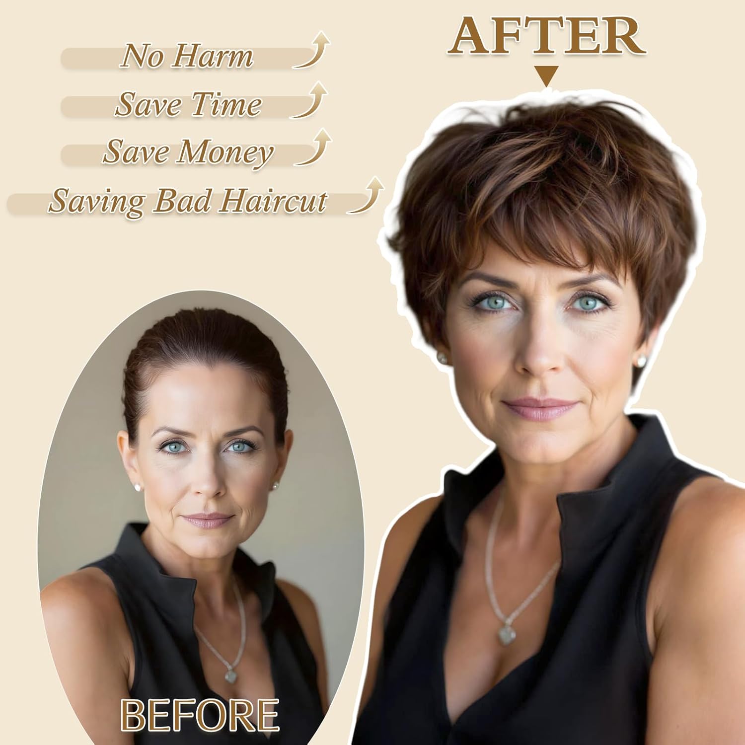 Haloo Blonde Pixie Wigs for Women - Short Natural Layered Haircut Synthetic Heat Resistant Hair Wig for Daily Costume Light Blonde - Image 5